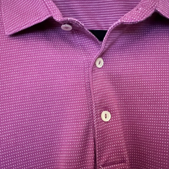 Peter Millar Mauve Micro Dot Cotton Polo Shirt XL Made in Korea - Picture 5 of 5